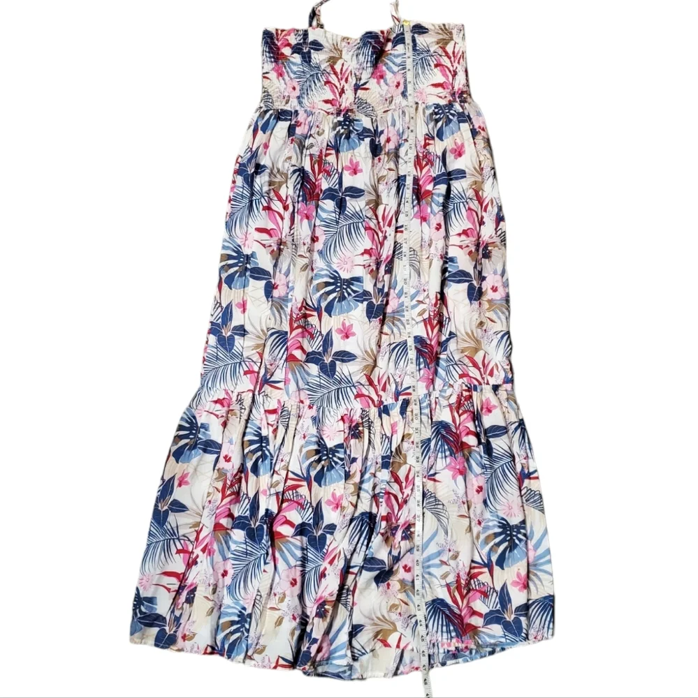 Ellison Dress Womens Size Medium Multicolor Tropical Print Ruffle Maxi Dress - Picture 8 of 11